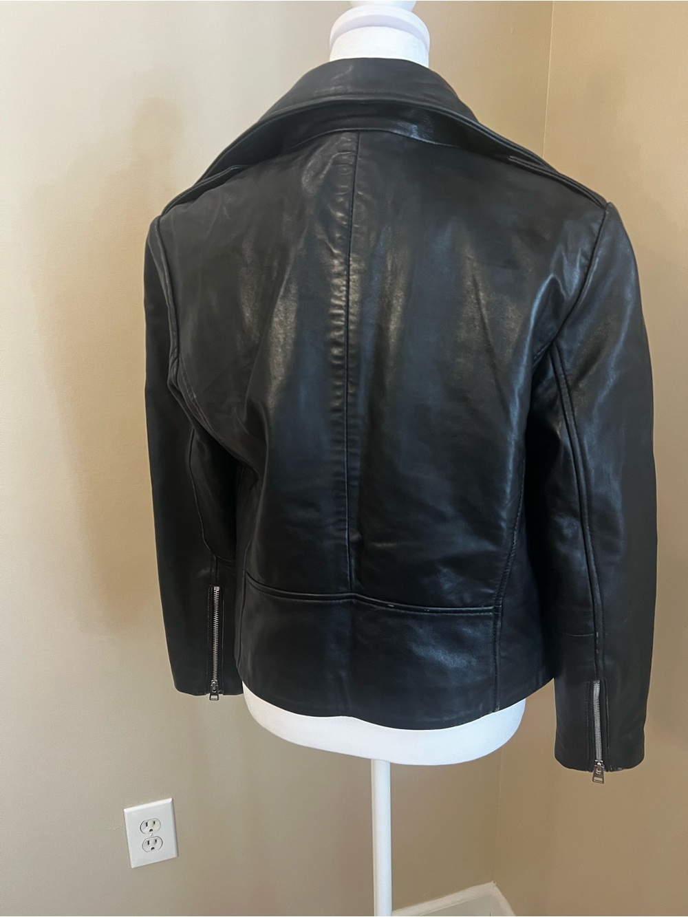 Mango Black Leather Asymmetrical Moto Jacket - Picture 8 of 14